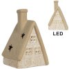 Clayre & Eef Dekorativní domeček s LED 15x10x21 cm béžový