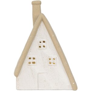 Clayre & Eef Dekorační domeček s LED 9x7x13 cm béžový