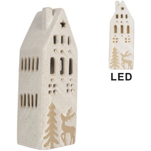 Clayre & Eef Dekorační domeček s LED 9x7x24 cm