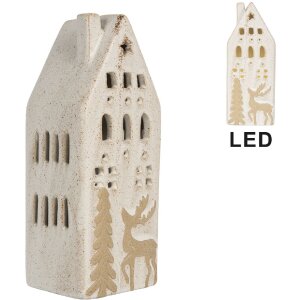 Clayre & Eef Dekorační domeček s LED 7x6x19 cm