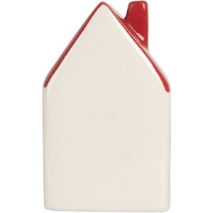 Clayre & Eef Dekorační domeček s LED 6x5x10 cm Bílá Červená