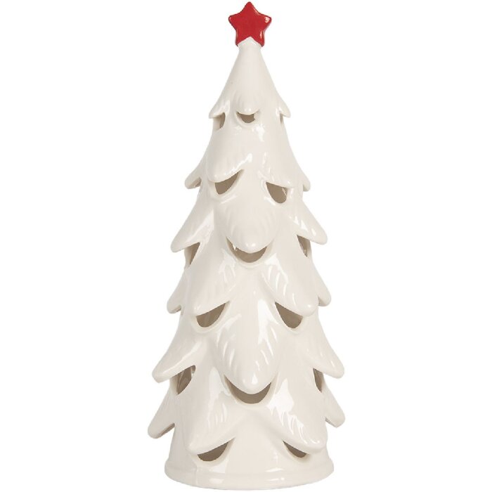 Clayre & Eef 6CE2178M Dekorativní vánoční stromek s LED 11x25 cm bílo-červený