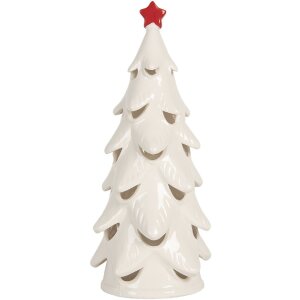 Clayre & Eef 6CE2178M Dekorativní vánoční stromek s LED 11x25 cm bílo-červený