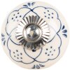 Clayre & Eef 66270 Keramická klika 4x3 cm béžovo-modrá