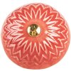 Clayre & Eef 66273 Klička na dveře červeno-béžová Ø 4x3 cm