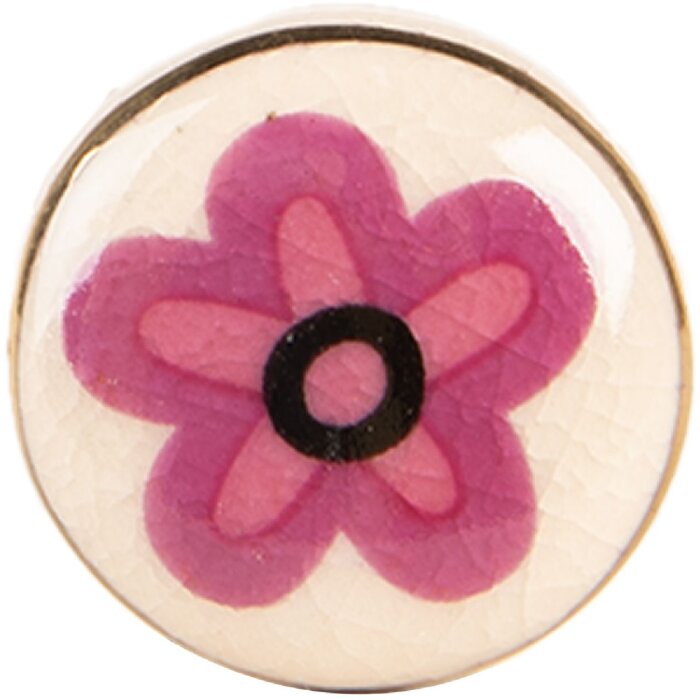 Clayre & Eef 66276 Klička dveřní Ø 3x3 cm Béžovo-růžová