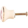Clayre & Eef 66276 Klička dveřní Ø 3x3 cm Béžovo-růžová