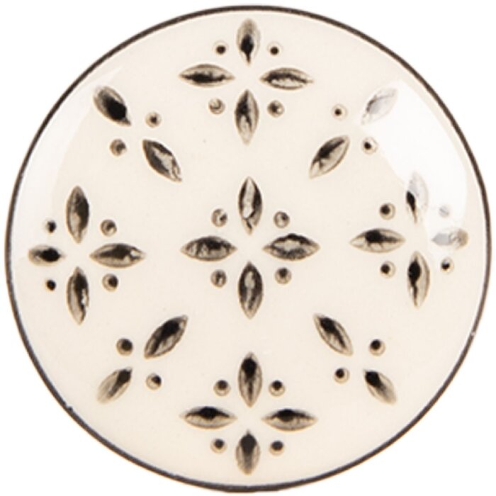 Clayre & Eef Dveřní knoflík Ø 4x3 cm béžovo-černý 66278