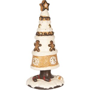 Clayre & Eef Dekorativní vánoční stromek hnědý/béžový 24x51 cm