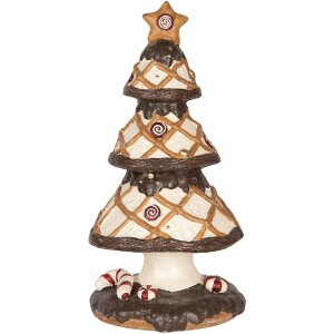 Clayre & Eef Dekorační vánoční stromek 22x43 cm hnědo-béžový