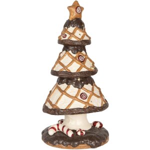 Clayre & Eef Dekorační vánoční stromek 22x43 cm hnědo-béžový