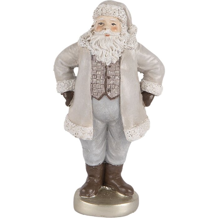 Clayre & Eef Dekorace Santa Claus 8x6x15 cm Šedá