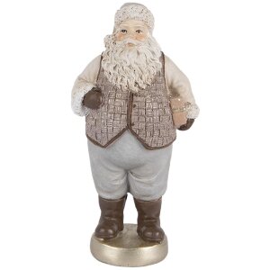Clayre & Eef Dekorace Santa Claus 8x6x15 cm béžovo-šedá