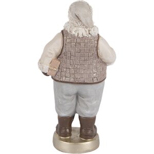 Clayre & Eef Dekorace Santa Claus 8x6x15 cm béžovo-šedá