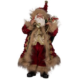 Clayre & Eef Dekorace Santa Claus 16x12x31 cm Rot