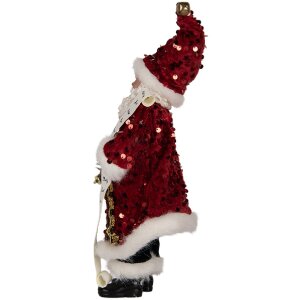 Clayre & Eef Dekorace Santa Claus 16x8x28 cm červená