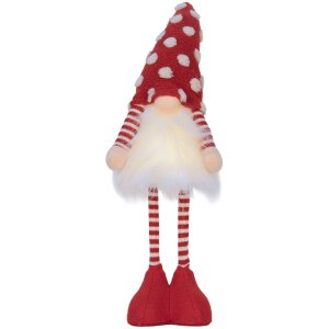 Clayre & Eef 66328 Dekorace Skřítek s LED červeno-bílá 56 cm