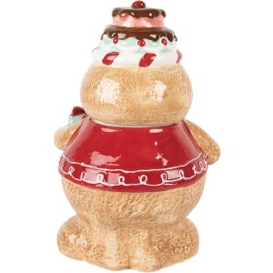 Clayre & Eef 6CE2214 Skladovací nádoba s víkem 17x14x24 cm hnědo-červená