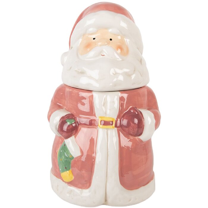 Clayre & Eef 6CE2215 Skladovací nádoba s víkem 15x26 cm růžová/bílá