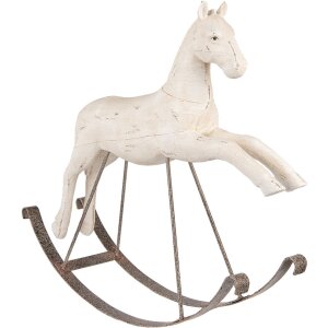 Clayre & Eef Dekorační houpačka koník 61x15x51 cm bílá