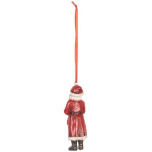 Clayre & Eef Dekorační závěs Santa Claus 4x3x11 cm červeno-bílá
