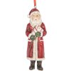 Clayre & Eef Dekorační závěs Santa Claus 4x3x11 cm červeno-bílá