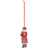 Clayre & Eef Dekorační závěs Santa Claus 4x3x11 cm červeno-bílá
