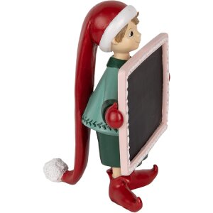Clayre & Eef Elf s tabulí 18x15x23 cm červeno-černá