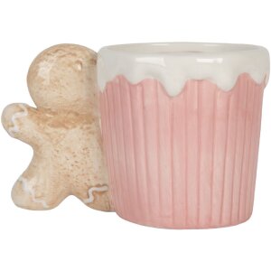 Clayre & Eef Hrnek 15x10x10 cm / 350 ml Růžovo-hnědý