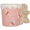 Clayre & Eef Hrnek 15x10x10 cm / 350 ml Růžovo-hnědý