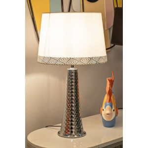 Mauro Ferretti Stolní lampa Tower stříbrná bílá 30x54 cm E27