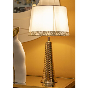 Mauro Ferretti Stolní lampa Tower železo látka zlatá bílá 30x54 cm E27