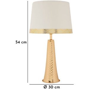 Mauro Ferretti Stolní lampa Tower železo látka zlatá bílá 30x54 cm E27