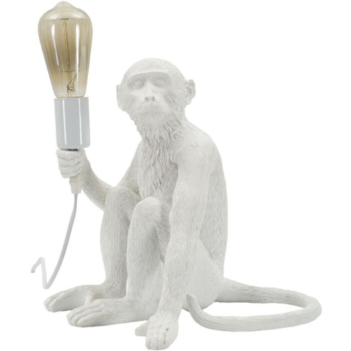Mauro Ferretti Stolní lampa Sedící opice bílá 33x33x32 cm E27