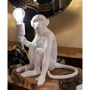 Mauro Ferretti Stolní lampa Sedící opice bílá 33x33x32 cm E27