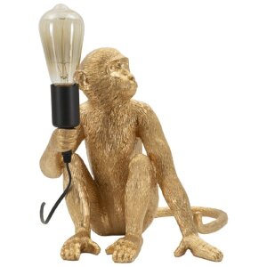Mauro Ferretti Stolní lampa Sedící opice zlatá 33x33x32 cm E27