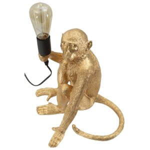 Mauro Ferretti Stolní lampa Sedící opice zlatá 33x33x32 cm E27