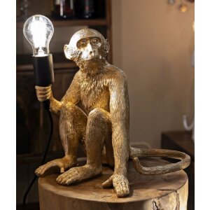 Mauro Ferretti Stolní lampa Sedící opice zlatá 33x33x32 cm E27