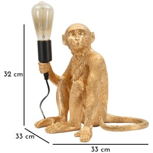 Mauro Ferretti Stolní lampa Sedící opice zlatá 33x33x32 cm E27