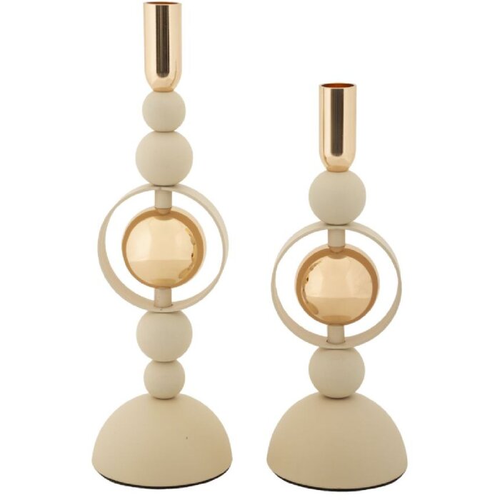 Mauro Ferretti Saturn krémové svícny – 2dílná sada Ø 10x27/33 cm