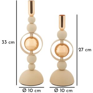 Mauro Ferretti Saturn krémové svícny – 2dílná sada Ø 10x27/33 cm