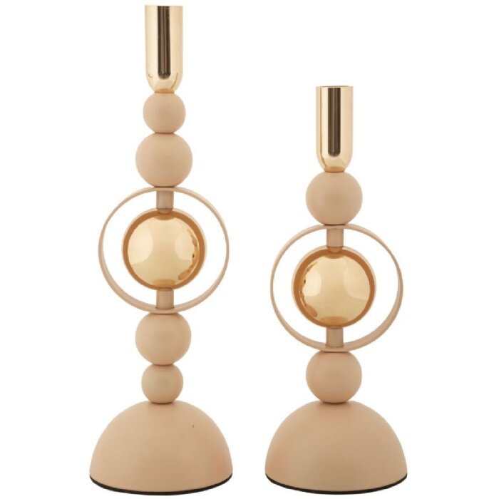 Mauro Ferretti svícny Saturn růžové sada 2 ks Ø10x27 cm Ø10x33 cm