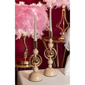 Mauro Ferretti svícny Saturn růžové sada 2 ks Ø10x27 cm Ø10x33 cm