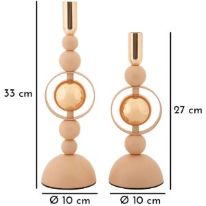 Mauro Ferretti svícny Saturn růžové sada 2 ks Ø10x27 cm Ø10x33 cm