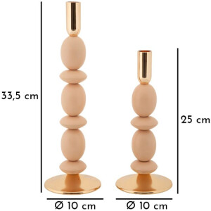 Mauro Ferretti Svícny Shuttle růžová – 2dílná sada Ø 10x25 a Ø 10x33,5 cm
