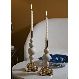 Mauro Ferretti Bolly krémový – Sada 2 svícnu Ø 10x24 cm a Ø 10x29,5 cm