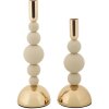Mauro Ferretti Bolly krémový – Sada 2 svícnu Ø 10x24 cm a Ø 10x29,5 cm