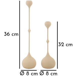 Mauro Ferretti Svícen Slimmy krémová – 2dílná sada svícnu Ø 8x26/37 cm