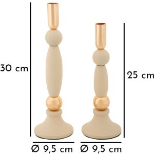 Mauro Ferretti Svícen Strek krémový – sada 2 ks Ø 9,5x25/30 cm