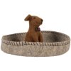 Clayre & Eef 66288 Filcová figurka psa v košíku 19x10 cm šedá/hnědá